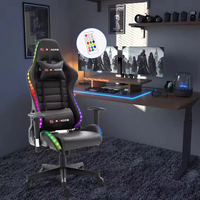 Fauteuil de jeu inclinable pivotant ultra-confortable avec LED RGB, en cuir PU, base à cinq branches, design moderne pour bureau, étude, chambre