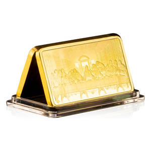 Moeda comemorativa de ouro para presente colecionável, moeda de lembrança banhada a ouro, estações de Cristo e cruz, barra de ouro - Product Image 2