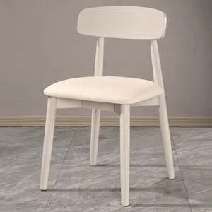 Sedia in <span class=keywords><strong>Legno</strong></span> Massello Stile Nordico Moderno Color Crema per Sala da Pranzo, Studio o Soggiorno, Include Sgabello <span class=keywords><strong>Bianco</strong></span> - Product Image 4