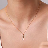 H&C Wholesale - Collar con Colgante de Cadena Fina de Acero Inoxidable 18K con Circonita Cúbica en Forma de Gota de Agua para Mujer, Joyería Minimalista Antideslustre