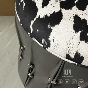 Multi Scene Use of Fashion Designed Round Black White Fabric <b>Stool</b> Chair Size Foshan <b>Stools</b> & <b>Ottomans</b> Black <b>Stool</b> - Product Image 2
