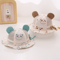 Sombrero de Sol con Protección UV, Transpirable, Estampado, Bonito, de Algodón, para Verano, Unisex, para Bebés, Recién Nacidos, con Orejas de Panda