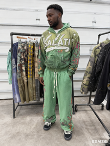 Các Nhà Sản Xuất Tùy Chỉnh Cắt Đau Khổ Zip up Sweatsuit Rhinestone Thời Trang Phố Tracksuit Baggy Flared Sweatpants Và Áo Bộ - Product Image 2