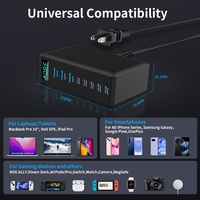 Chargeur rapide GaN de bureau 380W, station de charge USB C 8 ports avec écran numérique AI, prise EU UK US pour MacBook Pro, ordinateur portable, iPhone