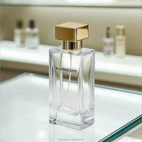 Vente en gros d'usine, flacons de parfum vides de 60 ml, 80 ml, 100 ml, flacons de parfum en verre carrés plats avec couvercle