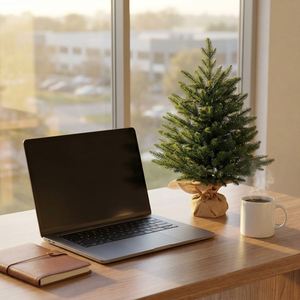 Mini Tabletop Spruce Christmas <b>Tree</b> Standing Burlap 45cm High Quality Lightweight Artificial <b>Outdoor</b> Office Desk Home Farmhouse - Product Image 2