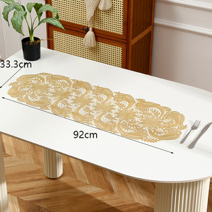 Mantel Floral Estilo Europeo, Mantel Ovalado con <span class=keywords><strong>Estampado</strong></span> Dorado, Impermeable, Resistente al Calor y al Aceite, <span class=keywords><strong>de</strong></span> Alta Gama - Product Image 2