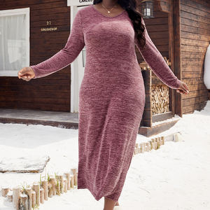 Lässiges, langärmliges, gestricktes Schlaf kleid mit V-Ausschnitt und Übergröße, weiche, schlanke Nachthemden, Nacht kleider für Frauen, <span class=keywords><strong>Xx</strong></span> <span class=keywords><strong>Xxxl</strong></span>, XXL, <span class=keywords><strong>XXXL</strong></span>, XXXXL - Product Image 1