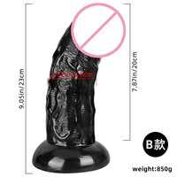Vente en gros usine : Dildo géant réaliste noir en PVC, sans testicules, base large, jouet anal gay BDSM, fournisseur OEM en gros