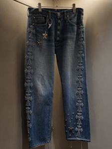 Jeans en denim pour homme HaiYao 2026 de haute qualité, personnalisés, avec rivets, strass, lavage vintage, style streetwear, hip-hop, Y2K, OEM ODM, coton - Product Image 1