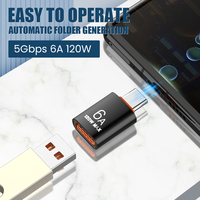 Adaptateur USB C Type C OTG 6A, vitesse de transfert de données élevée de 5 Gbps, convertisseur Type C mâle vers USB 3.0 femelle, adaptateur de charge rapide 120W