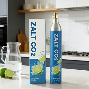 أسطوانة ألومنيوم لثاني أكسيد الكربون بسعة 0.6 لتر صالحة للاستخدام الغذائي لصانعات الصودا وآلات المياه الغازية - Product Image 2