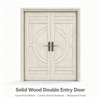 Porte d'entrée extérieure en bois massif délicat avec isolation phonique pour maison, villa, hôtel et centre commercial - Design européen