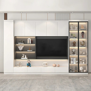 Soporte de <span class=keywords><strong>TV</strong></span> de esquina, mueble montado en la pared, moderno diseño de lujo, mueble <span class=keywords><strong>flotante</strong></span> de madera <span class=keywords><strong>para</strong></span> sala de estar - Product Image 3