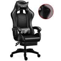 Fauteuil de jeu ergonomique avec éclairage LED RGB Fauteuil d'ordinateur à dossier haut et massage réglable en acier inoxydable et métal