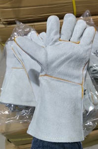 Guantes de Soldador Largos de Cuero Vacuno o Piel de Cabra EN388 de 14 Pulgadas, Guantes de Protección Gruesos para Coser y Soldar sin Deslizamientos - Product Image 4