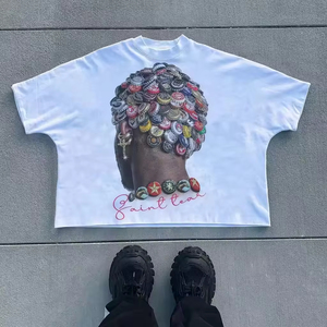Offre Spéciale hommes 100% coton Boxy court T-Shirts luxe Streetwear Y2K imprimé graphique t-shirt surdimensionné haute qualité tissu peigné - Product Image 5
