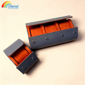 Luxury leather <b>watch</b> roll Anti-scratch <b>watch</b> <b>case</b> Fleece lined <b>watch</b> roll Removable pillows organizer - Product Image 1