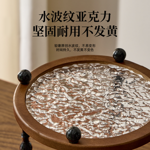 Acacia Wood Round Storage <b>Shelf</b> 21x33 Cm Water Ripple Design Solid Wood <b>Desktop</b> Organizer - Product Image 1