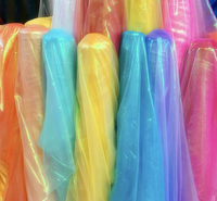 Kain Organdy Kaca Holografik Iridescent Polos, Lembut Halus untuk Rok Anak Perempuan & Kostum Panggung Grosir