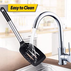 Paquete de 2 Espátulas de Cocina de Silicona Sólida Antiadherentes con Ranuras, Resistentes al Calor, Libres de BPA, Utensilios de Cocina - Product Image 4