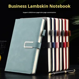 A5 Business Notebook Custom Logo Faux <b>Leather</b> Cover Magnetic Buckle Creative Office <b>Notepad</b> Set Wholesale - Product Image 3