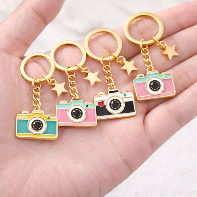 Mini Camera Keychain Custom Logo Photography Keyring Creative Camera Charm Promotional Gift Supplier