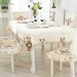 Nappe de <span class=keywords><strong>Table</strong></span> Rectangulaire Européenne de Luxe Broderie Fleurs de Pivoine Creusée à la Main, Décoration de Maison Anti-Poussière - Product Image 2