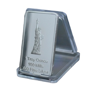 1 Troy Ounce Fijne Zilveren Metalen Medaille Het Vrijheidsbeeld Ontwerp Verzilverde Uitdaging Rechthoek Munt - Product Image 1