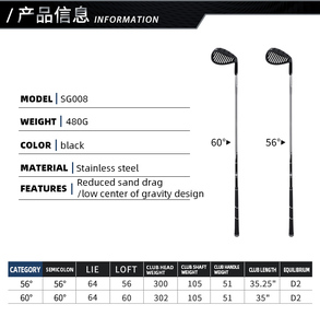 Wedges de golf surdimensionnés à découpe 56 degrés, wedges de golf noirs personnalisés, wedges de golf larges 60 degrés - Product Image 5
