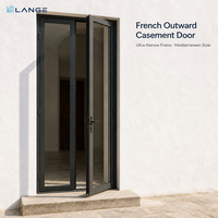 Porte à battants triple en aluminium LANGE, cadre à rupture de pont thermique, isolation thermique, porte en aluminium et verre à haute efficacité énergétique pour maison et villa