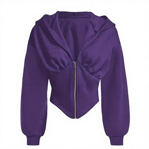 Sudadera con Capucha Corta de Estilo Urbano para Mujer, Sudadera con Capucha Extra Grande de Primera Calidad con Cordón Ajustable y Acabado de Punto Acanalado - Product Image 1