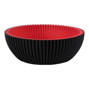 Ciotola Scanalata Stampata in 3D Nera con Interno Rosso per Tavolino da Caffè, Bancone Cucina, Decorazione Centrotavola - Product Image 4