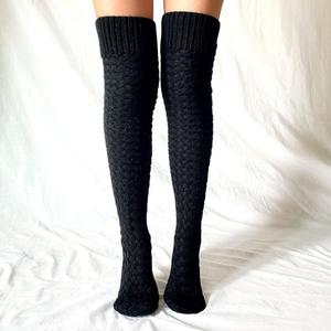 Cuissardes pour femmes, <span class=keywords><strong>bas</strong></span> chauds d'hiver pour dames, filles, <span class=keywords><strong>noir</strong></span>, blanc, au-dessus du genou, chaussettes Extra longues pour femmes, pieds en <span class=keywords><strong>laine</strong></span>, chauffe-jambes - Product Image 3