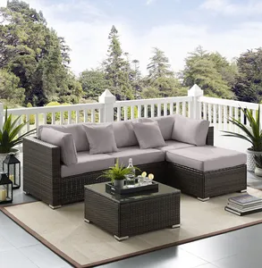 Gartenfurniture für draußen niedriger Preis PE-Injektion Weide Garten Outdoor Kunststoff Rattan Sofa-Set schwarzer wasserdichter Party-Sitz