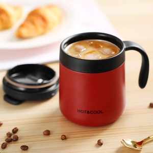 Mug de voyage isotherme en acier inoxydable 304 avec poignée, anti-fuite pour le bureau, tasse à eau en acier inoxydable avec couvercle - Product Image 5