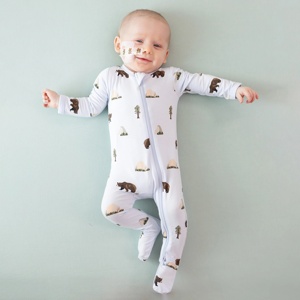 Bamboe zachte romper babykleding effen kleur 2-weg rits romper baby jumpsuit playsuit baby fabrikant - Product Image 1