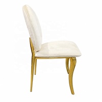 Chaise de salle à manger de luxe confortable en acier inoxydable et velours pour hôtel, restaurant, mariage, banquet, villa, salon