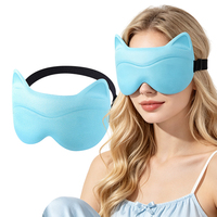 Masque de sommeil en mousse à mémoire de forme 3D avec sangle réglable, respirant et occultant la lumière, design mignon avec oreilles de chat - Cadeau de voyage portable