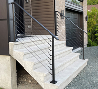 Rampe d'escalier rectangulaire en acier inoxydable pour terrasse, système de garde-corps à câbles en métal facile à installer, clôture d'escalier