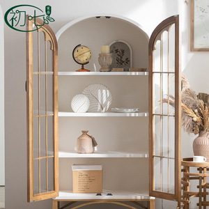 Vitrina Arqueada con Puertas de Vidrio, Almacenamiento Multicapa para Sala de Estar o Estudio, Diseño Ecológico - Product Image 4