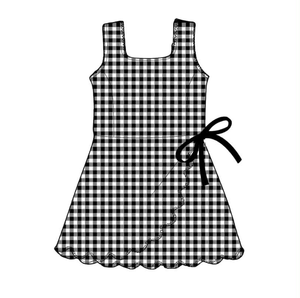GSD3777 Venta al por Mayor Nuevo Vestido de Yoga para Niñas Estilo Boutique, Conjunto a Cuadros Negro para Niña, Vestido a Cuadros - Product Image 1