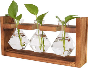 New Home Garden Office Wooden Terrarium <b>Stand</b> Tabletop Hydroponics Planter Propagation Station for Wedding Decor - Product Image 1