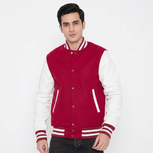 Veste universitaire en toile de haute qualité pour homme avec logo personnalisé OEM, streetwear de luxe, col montant, veste de baseball avec patchs brodés - Product Image 1