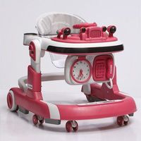 Marche-bébé anti-renversement avec musique, téléphone, horloge et jouets, multifonctionnel, pliable, pour l'apprentissage de la marche des tout-petits