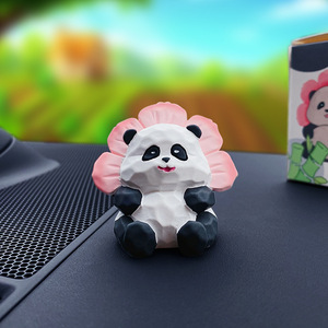 Statuetta Miniatura di Panda in Stile <span class=keywords><strong>Intaglio</strong></span> del Legno, Creativa Bambola Cartoon per Decorazione Auto, Casa e Scrivania - Product Image 2