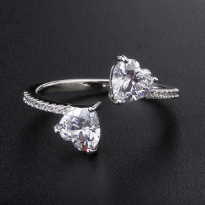 Produttori di gioielli in argento personalizzati s925 5a cz donne dainty diamond <span class=keywords><strong>heart</strong></span> <span class=keywords><strong>ring</strong></span> regali di fidanzamento 18k <span class=keywords><strong>promise</strong></span> <span class=keywords><strong>open</strong></span> zirconia <span class=keywords><strong>ring</strong></span> - Product Image 1