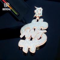 Collier pendentif Hip Hop en argent 18 carats avec lettre en or 18 carats pour hommes personnalisé glacé VVS Moissanite Pass Diamond Test