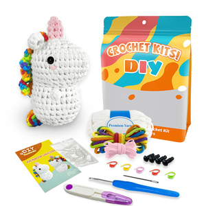 Kit de crochet <span class=keywords><strong>licorne</strong></span> personnalisé pour débutants avec tutoriel vidéo – Apprenez facilement à crocheter – Kits de loisirs créatifs pour débutants – Poupée - Product Image 2