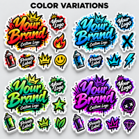 Autocollant adhésif en PVC OEM pour cadeaux et artisanat, impression couleur, découpe à la forme, finition brillante, logo graffiti, autocollant découpé